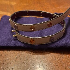 Tory Burch Miller double wrap bracelets - baby pink, gold